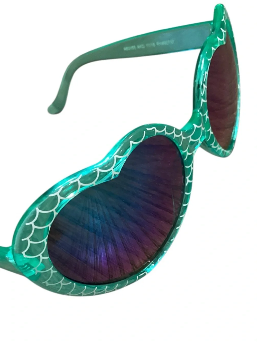 Limited Too Teal Mermaid Scale Sunglasses with Green Sequin Case EUC